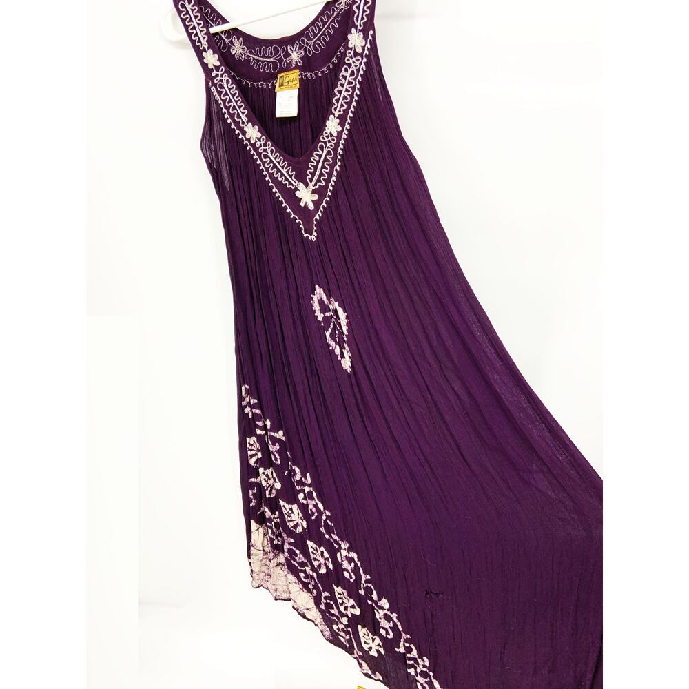 IN Gear Purple Embroidered Boho Midi Dress Coverup Dress OS Festival
